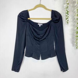 NWT GOOD AMERICAN Too Tempted Satin Corset Top whimsigoth black 2k